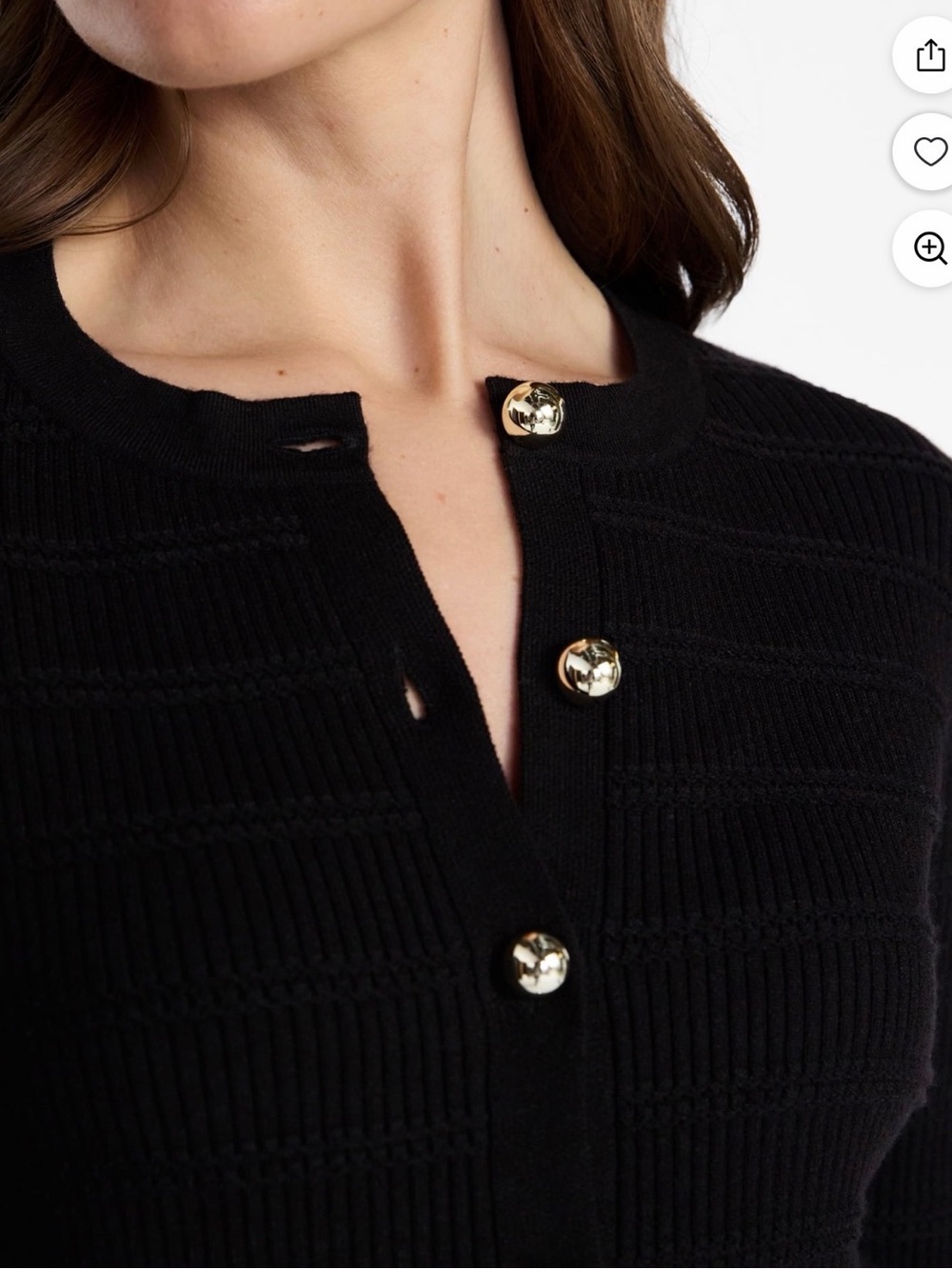Black Ribbed Button-Up Cardigan - Picture 4 of 10